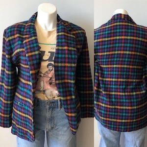 Vintage Rainbow Check Fleece Blazer